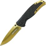 Assisted Open Folding Pocket Knife Black with Gold Blade